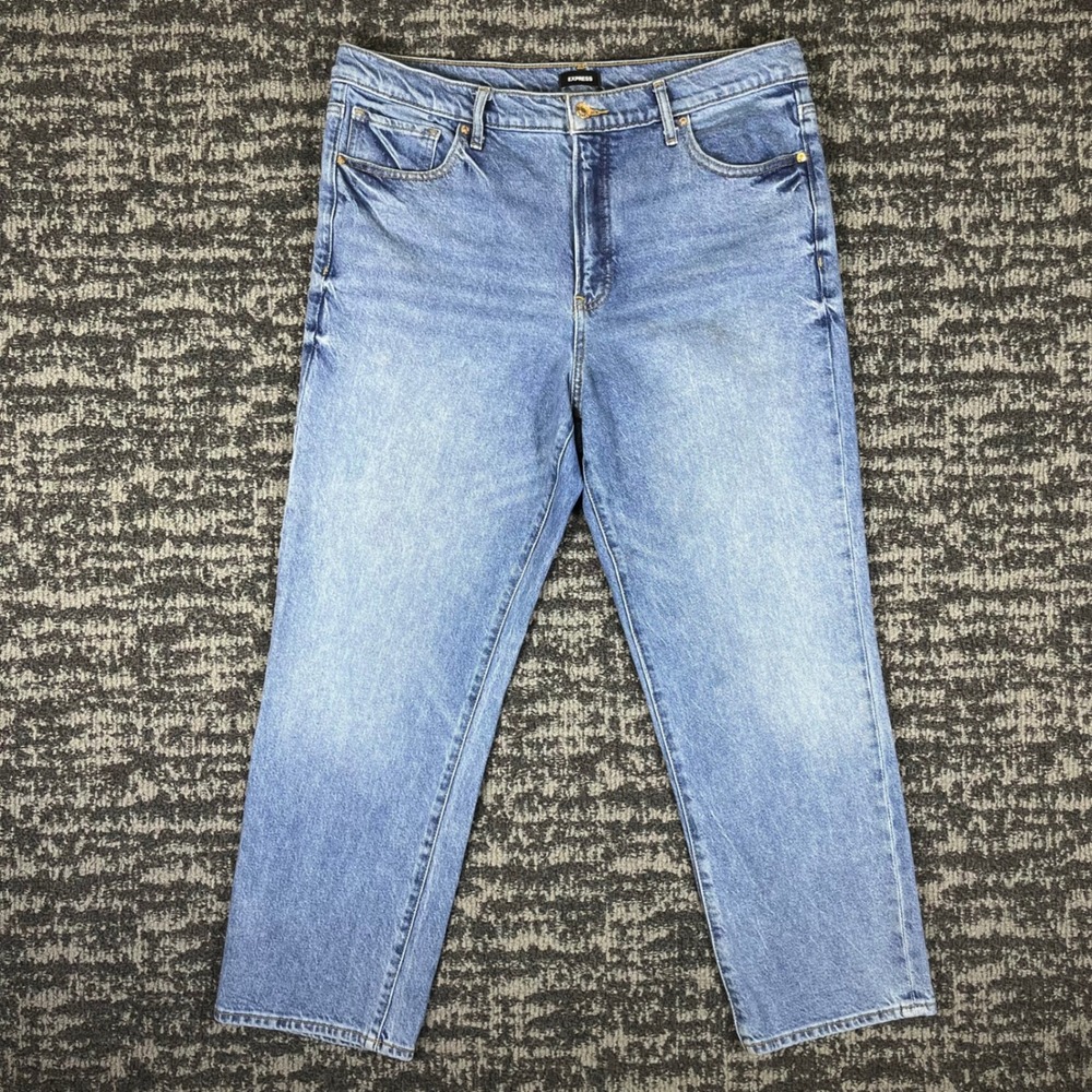 Express Straight Ankle Jeans Womens 14R Blue High Rise Stretch Denim Pants